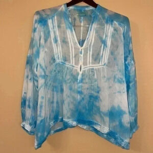 Denim & Supply Blue White Tie Dye Up-cycled Top Size XS